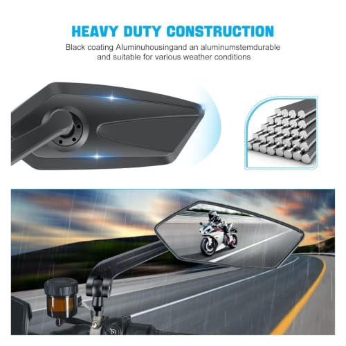 Espejo retrovisor moto transparente con cristal de alta nitidez y rosca 10mm 3