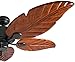 Honeywell Ceiling Fans Willow View, 52 Inch Tropical Indoor Ceiling Fan with No Light, Pull Chain, Three Mounting Options, Hand Carved Wooden Leaf Blades - 50501-01 (Bronze)