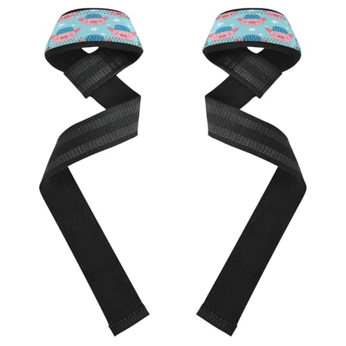 STAYTOP Cute Cartoon Pig Faces Wrist Straps for Weightlifting,Lifting Straps with Neoprene Cushioned Wrist Padded and Anti-Skid Silicone for Strength Training,Bodybuilding,Deadlifting