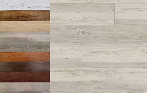 MadeInNature, Dalles PVC, Lames Auto-Adhésives, Grand Choix de Coloris et de Dimensions (2.20 m², Cérusé Blanc) Cover