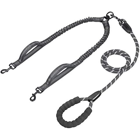 iYoPets Double Dog Leash with Two Extra Traffic Handles Cover