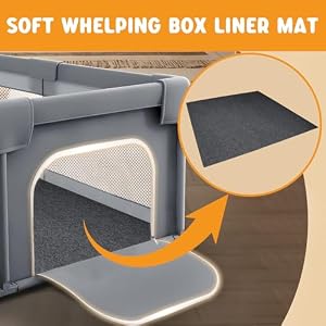 Whelping Box for Dogs, 50''x50''x26.5'', Sturdy Dog Playpen with Tear-Resistant Transparent Mesh Fabric, Include Sterile Mucus Extractor Catheter Whelping Box for Dogs, 50”x50”x26.5”, Sturdy Dog Playpen with Tear-Resistant Transparent Mesh Fabric, Include Sterile Mucus Extractor Catheter