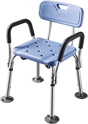Adjustable Economy Shower Chair with Arms and Backrest Bariatric Rated Bath Seat for Elderly and Disabled Shower Stool with Enhanced Stability