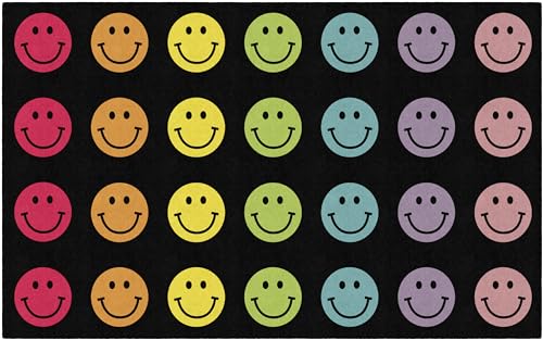 Flagship Carpets Rainbow Smileys Classroom Rug 7'6