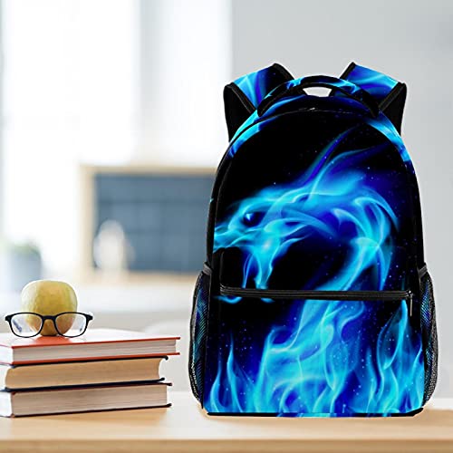 Mochila de viaje con dragón de fuego azul cómoda y resistente para PC 6