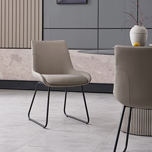 Hipihom Dining Chair Set Of 2, Modern Faux Leather Upholstered Side Chair For Kitchen Living Dining Room (2 Light Grey With Black Legs) #TOP1
