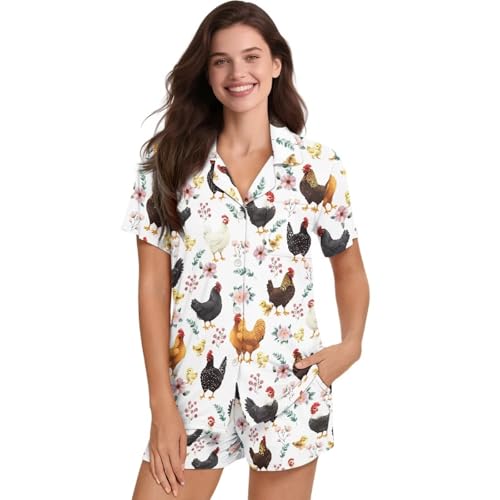 Image of Women's Short Sleeve Sleepwear Pajamas Nightwear with Pockets | skin-friendly breathable material resists pilling fading and deformation after repeated washing