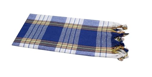 Dufte Momente Hamamtuch Classic Blau kariert – 80×180 cm | 80% Baumwolle, 20% Polyester | leicht, saugfähig & schnell trocknend | Saunatuch, Strandtuch & Hamam-Tuch mit Fransen