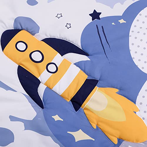 Baby Crib Bedding Set For Boys 3Piece Space Theme Toddler Nursery Crib Sets For Boys Included Crib Comforter Fitted Sheet Crib Skirt, By Jupeollon #TOP6