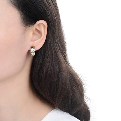 Pendientes de aro de titanio G23 unisex con circonitas cúbicas 6