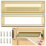 Profasion 13 inch Mail Slot for Front Door, Stainless Steel Mail Slot Cover, Easy to Install, 1 Pack, 13'×3.7', Brass
