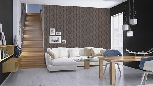 Rasch Tapete 751925 - Vliestapete mit geometrischem Textilmuster in Schwarz, Rot, Gelb, Grau aus der Kollektion African Queen - 10,05m x 0,53m (LxB)