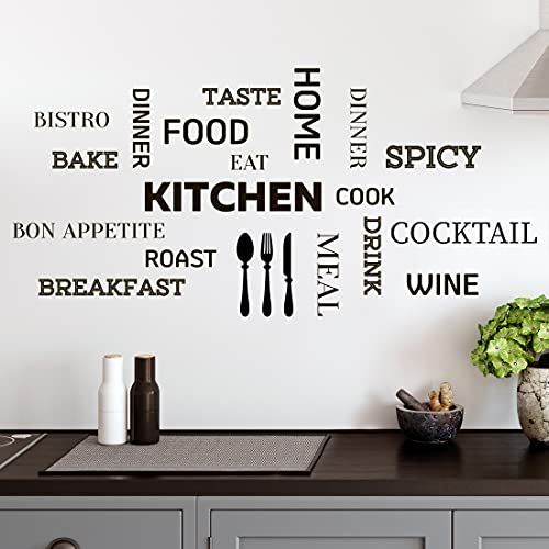Letras de cocina Arte de pared Pegatinas Citas Etiqueta de la Cita Familia Paredes inspiradoras Transferencias de café Cartel de vinilo Decoración Mural Palabras del hogar Calcomanías Comedor