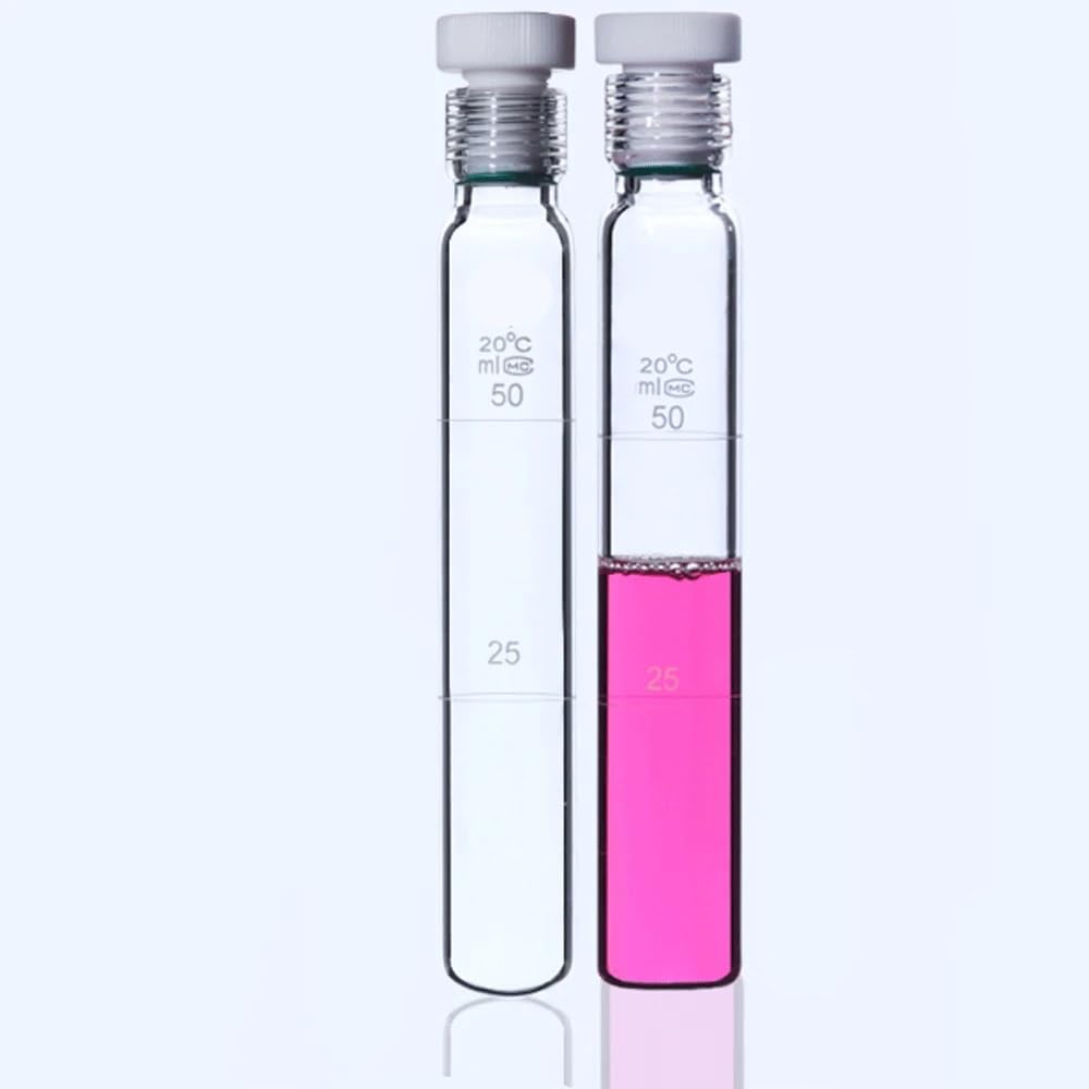 Tubo de ensayo graduado de vidrio grueso, 10 25 35 50 100ml, con cristalería de laboratorio, experiencia química(100ml redondo Bottom)
