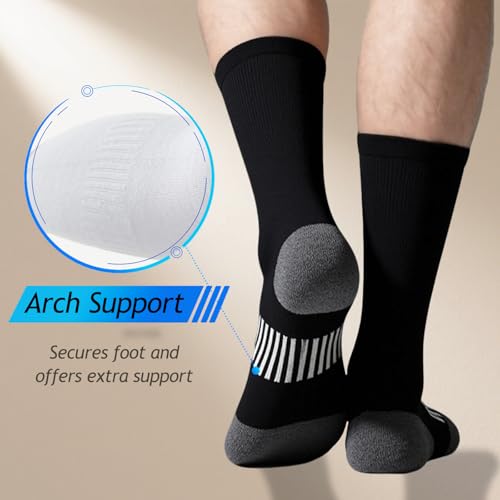 Men's Running Hiking Socks - Breathable, Seamless, Moisture-Wicking for Outdoor Sports, 5 Packs (White/Black)2