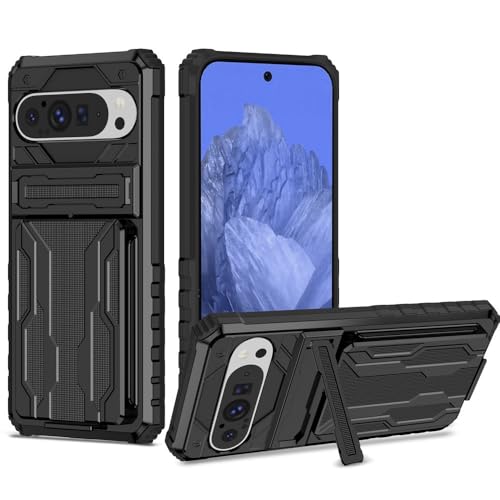 Coque Google Pixel 8 antichoc en silicone rigide noir avec fente porte-carte
