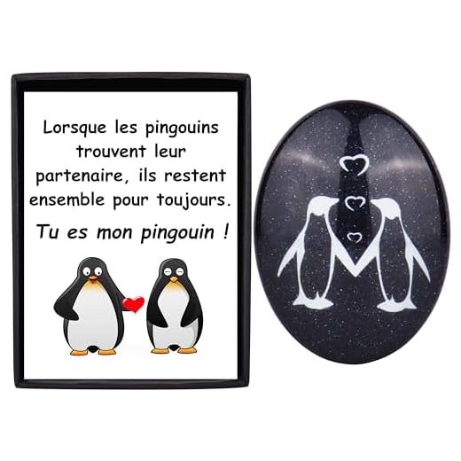 Merclix Idee Cadeau Homme Amour Pierre de Pingouin Cadeau Couple Original Cadeau pour Son Copain Copine Mari Cadeau Amoureux pour Homme Cadeau Saint Valentin Homme Idée Cadeau Femme Noel Anniversaire