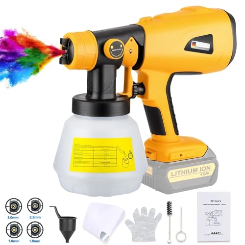 Image of Paint Sprayer Compatible with DEWALT 20V MAX Battery, Cordless HVLP Electric Paint Gun with 3 Spray Patterns & 4 Nozzle Sizes for House, Furniture & Cabinet Painting (Tool Only)