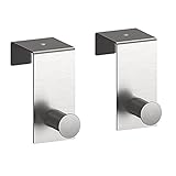 Sumnacon Over The Door Hook - 2 Pieces Stainless Steel Towel Door Hook Hagner, Removable Cubicle Coat Hook, Space Saving Hanger for Cloth Towel Bag Belt, Suit for Door within 43mm / 1.69 inch