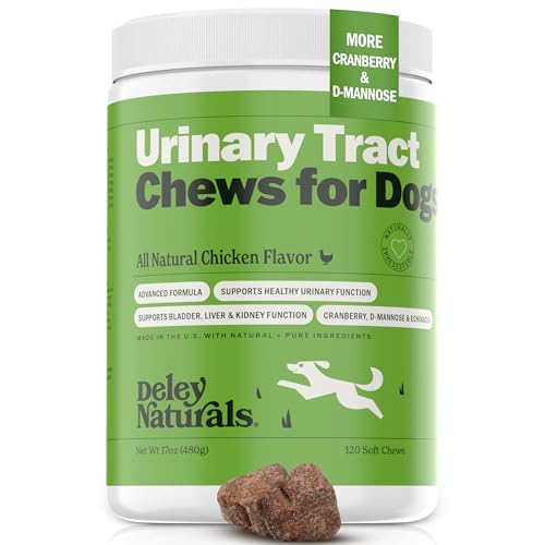 Deley Naturals Dog UTI Prevention Chews – Cranberry Supplement for Dogs for Incontinence, Bladder & Immune System Support – Dog Vitamins and Supplements with D-Mannose & Echinacea – Made in The USA