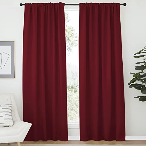 Nicetown Blackout Curtain Panels For Girls (Red Color) 52W X 72L, 2 Panels, Noise Reducing Back Tab Blackout Draperies #TOP1