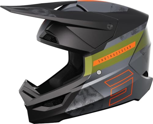 SHOT RACE GEAR Casque Motocross Furious Patrol Black Kaki Matt – Casque Moto Tout-Terrain Homologué ECE 22.06 – Ultra Léger 1300 g – Intériérieur...