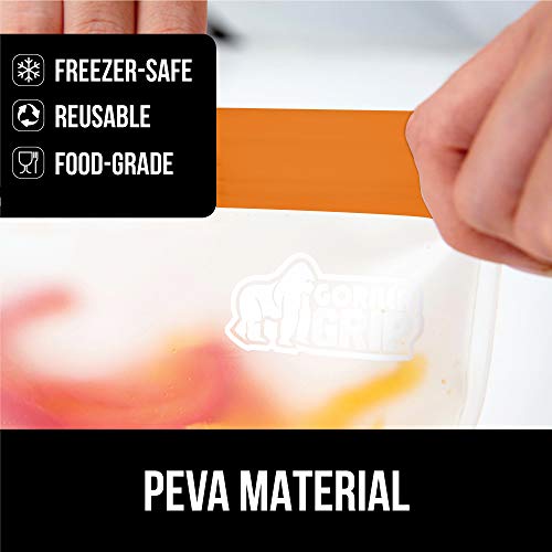 Gorilla Grip Reusable, Leakproof Secure Zip Freezer Safe, Food Grade Peva Food Storage Bags, Lunch Storage Produce, School, Work, Snack, Sandwich #TOP3