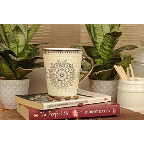 Femora Ceramic Golden Satire Coffee Mug Set Cover