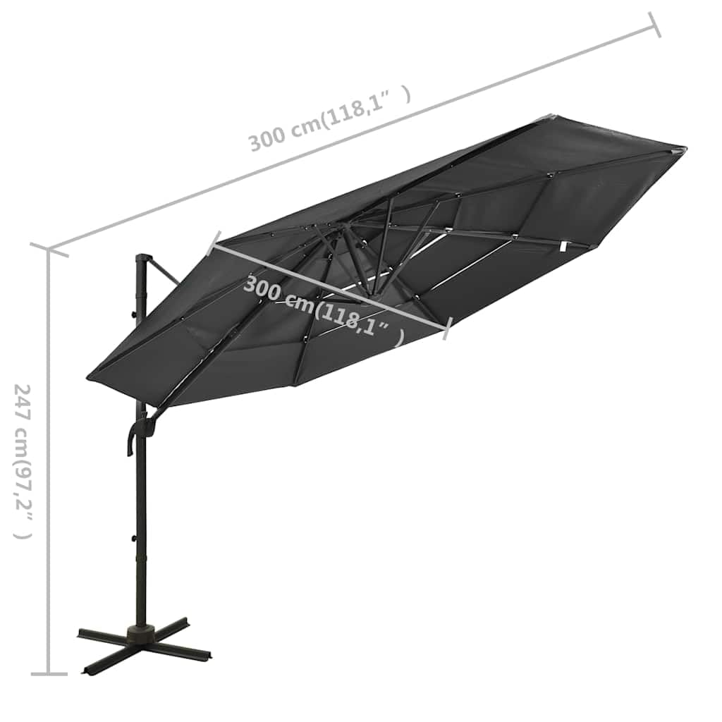 SYDE 4-poziomowy parasol ogrodowy aluminium błękitny