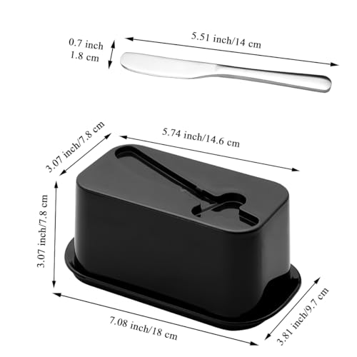 Evanda Butter Dish with Lid for Countertop and Refrigerator Door Shelf with Butter Spreader Knife, Butter Keeper, Plastic Butter Holder Tray Container for West/East Coast Butter - Image 3