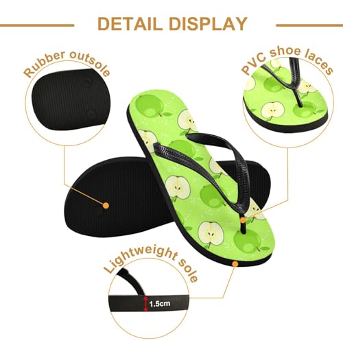 Green Fruits Dots Flip Flops for Beach Thong Sandals Anti-slip Lightweight Shower Shoes for Travel Summer Outdoor3