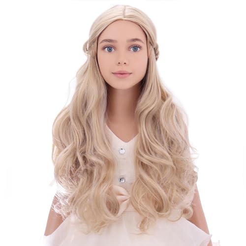Image of PATTNIUM Blonde Wig Long Wavy Wigs for Kids Girls Heat Resistant Synthetic Hair Cosplay Costume Wigs (Blonde)
