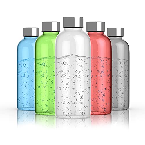 Trinkflasche "LIJA" 600 ml - Die auslaufsichere Sportflasche - Spülmaschinenfest aus geprüftem Tritan - Weichmacher FREI, BPA FREI - Kleine Fitness Sport Wasserflasche, Ideal für Gym Büro Transparent Cover