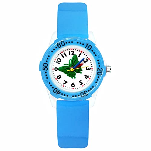 Reloj de niña Moda Lindo Bonito Estilo de Mariposa de Dibujos Animados Estudiante Niñas Niños Relojes de Pulsera de Cuero de Cuarzo Reloj Relojes para niñas (Color : Pink)