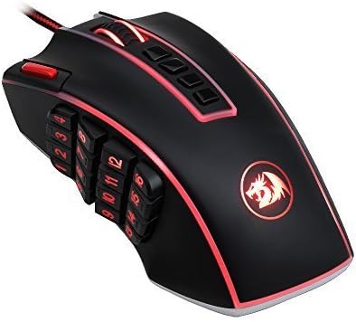 Redragon M990 Legend 24000 DPI High-Precision Programmable Laser Gaming Mouse for PC, MMO FPS, 16 Side Buttons, 5 Programmable User Profiles, 5 LED Lighting Modes (Black)