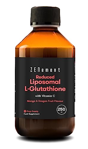 Liposomal Glutathione Reduced, 98%+ Highly Purified and Highly Bioavailable | with Vitamin C Liposomal | Powerful Antioxidant for Optimal Cell Protection | Non-GMO | 250ml | Zenement