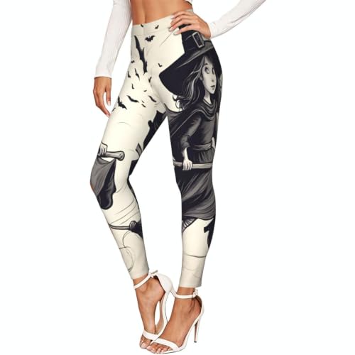 Leggings de bruja volando para mujer ideales para yoga y diario