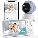 BOIFUN 2K/3MP Babyphone mit Kamera WLAN, Nachtsicht ohne sichtbares Licht, 5 Zoll Video Babyfon mit App, 360° Automatische Verfolgung, Weinen-, Bewegungs- und Geräuscherkennung, Temperaturerkennung