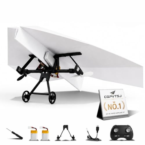 Image of Paper Airplane Kit DIY Rc Plane Micro to Build for Adults Remote Control Power Motor Aircraft with Propeller Electric Flying Motorized Module Easy to Fly Powered Small Flying Controller (Dual Battery)