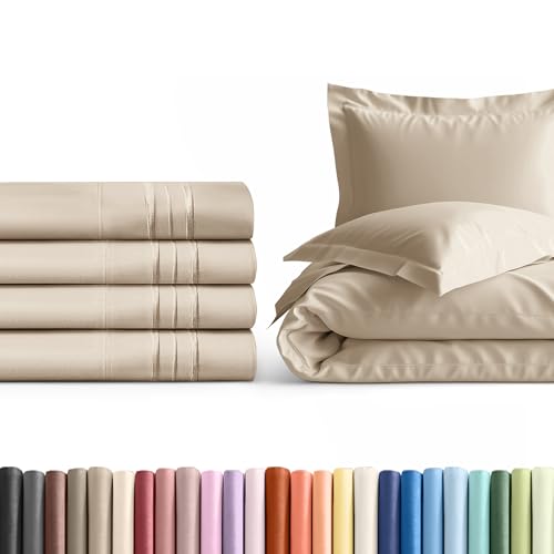 CGK Linens King Pillow Cases Set of 4 with Duvet Cover - Hotel Quality Pillowcase Covers - Comfy Luxury Hotel Bedding for Women, Men, Kids & Teens - Machine Washable Protectors - 4 Piece Set - King Siz