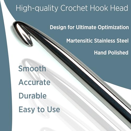 Image of SensePeak Hand Polished Stainless Crochet Hook 0.8mm Single, Chinese Traditional Design Ergonomic Stainless Steal Small Inline Pointy Crochet Hook for Arthritic Hands
