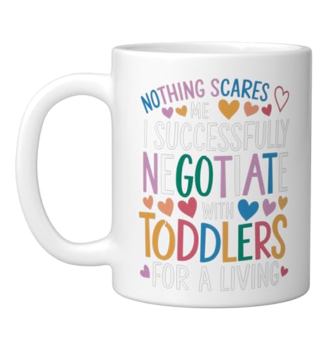 Childcare Teacher Negotiate with Toddlers Daycare Provider Ceramic Mug, White