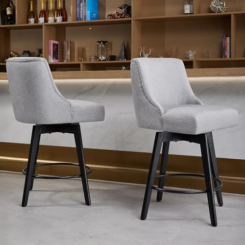 Image of 26 inch Counter Height Swivel Bar Stools, Set of 2, Grey