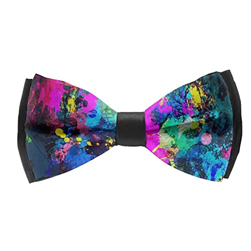 RIMENCH Youth Bow Tie Paint Splatter Dark Colorful Stylish Bow Ties Fashion Pattern Bow Ties Elegant Bow Ties for Wedding, Tuxedo, Party, Christmas