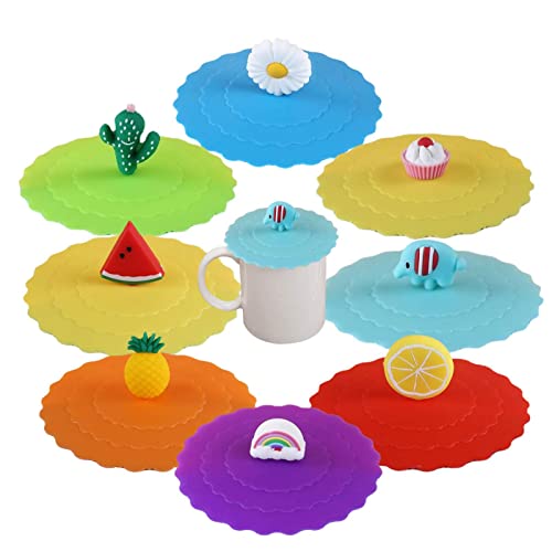 Silicone para Copos, Conjunto copo silicone reutilizáveis 8, caneca café à prova poeira à prova vaza