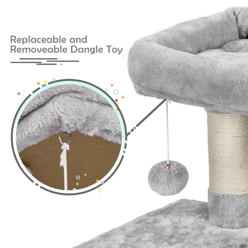 Miniatura 7 de Yaheetech Rascador Pequeño Para Gatos Estable Con Cueva Y Tabla Para Rascar, Color Gris Claro