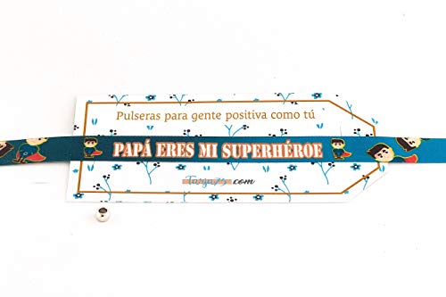 TARJA 73 Pulsera de Tela con Mensaje - Pulsera con Frase - Regalo Creativo e Ideal (Papá, eres mi súper heroe) Cover