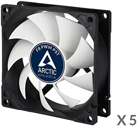 ARCTIC F8 PWM PST (5 Pack) - 80 mm PWM PST Case Fan with PWM Sharing Technology (PST), quiet motor, Computer, Fan Speed: 300-2000 RPM - Black, White