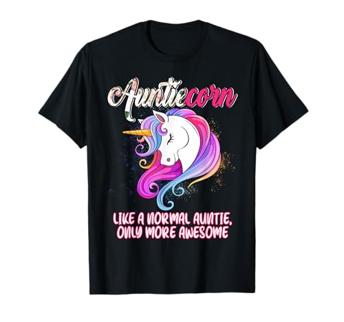 Auntiecorn Feliz Día de la Madre Amante del Unicornio Orgulloso Tía Camiseta