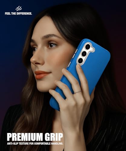 Image of WOW IMAGINE Back Cover for Samsung Galaxy S23 5G | Shockproof Tough Leather Texture Hard Mobile Case | Ultra Slim Non-Slip Grip | Inner Velvet Fabric | Metal Camera Ring - Blue